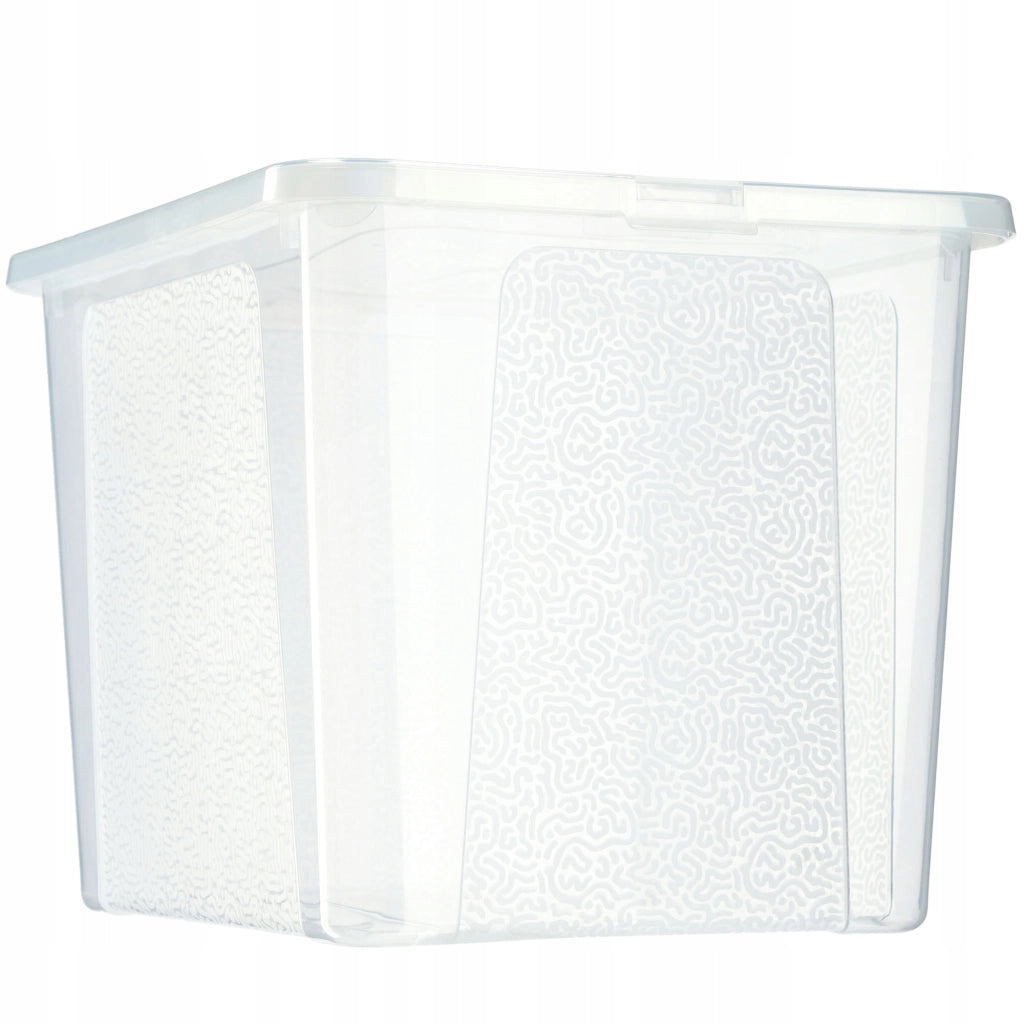 Contenitore in plastica KADAX da 30 litri con coperchio, trasparente e richiudibile, grande scatola