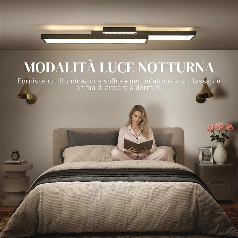 LAMPADA LED A SOFFITTO DIMMERABILE 3000-6000K CON TELECOMANDO E INTERRUTTORE, 70X30 CM, NERO