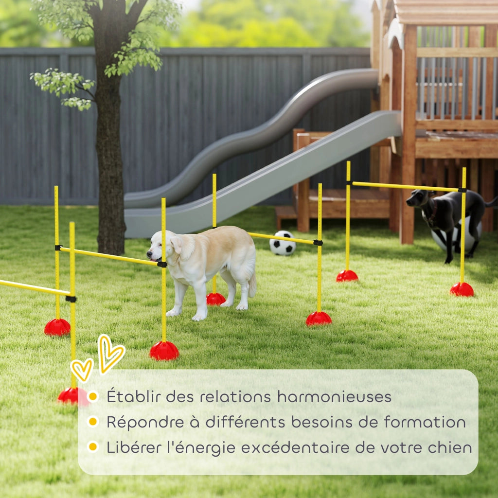 Kit Agilit¨¤ per Cani con 4 Ostacoli Regolabili e Borsa ¨C zephmum ¨C Giallo e Arancione