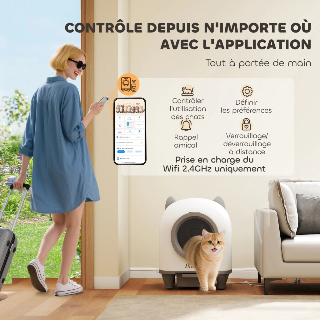 Cassettiera per Gatti Autopulente con App ¨C Minimal ¨C Bianco 55.5x51x60 cm
