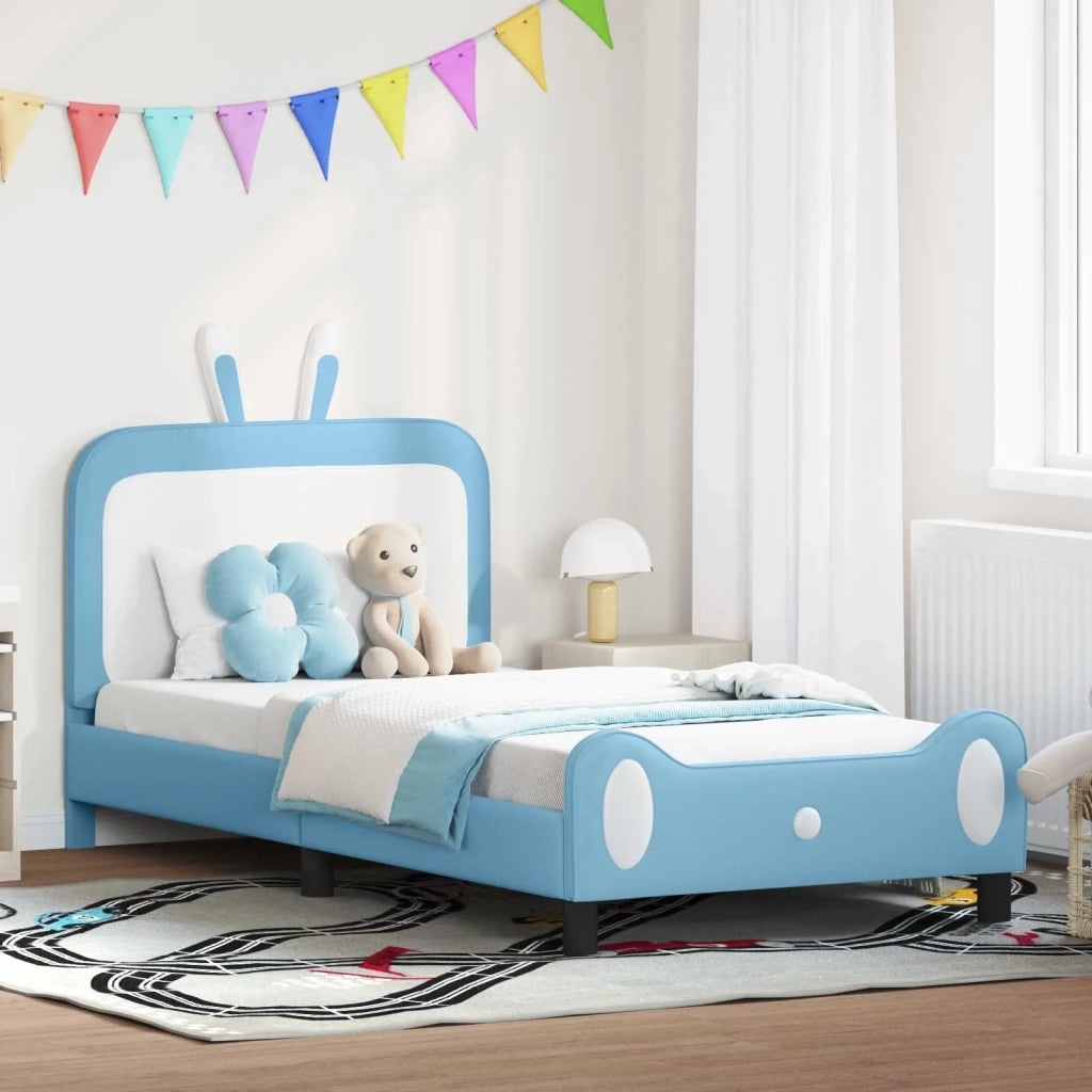 Struttura letto bambini con testata Blu 90 x 190 cm PU