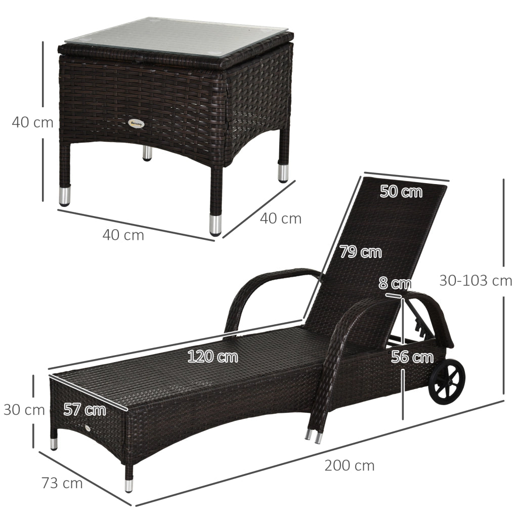 Set da giardino con 2 sdraio e tavolino ¨C zephmum ¨C polyrattan marrone e crema