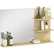 Specchio Bagno con Ripiani Laterali e Inferiore in Legno e Vetro ¨C Minimal ¨C 75x10x48 cm