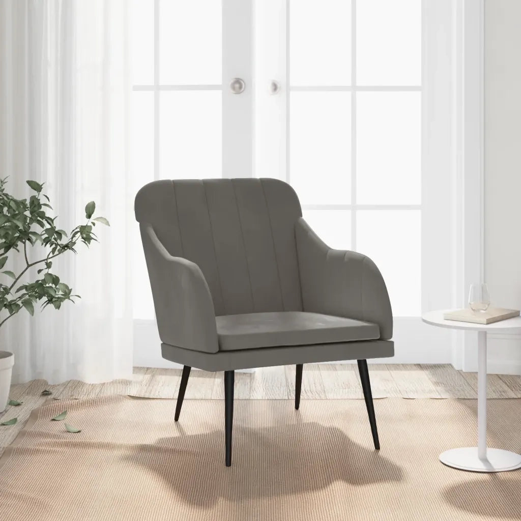 Poltrona | Sedia Relax Grigio Scuro 63x76x80 cm Velluto