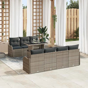 Set Divano da Giardino 8 pcs Grigio Rattan in Polipropilene