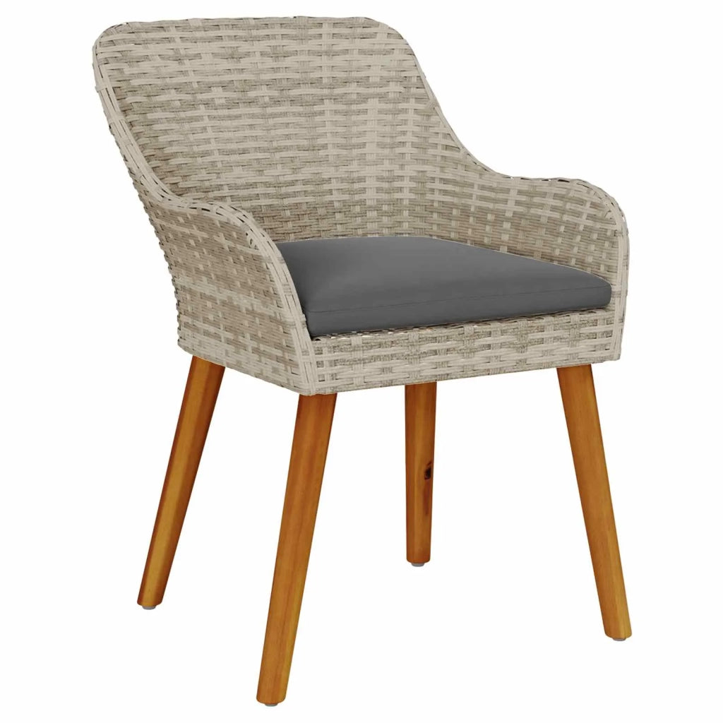 Set da Pranzo per Giardino 5 pcs Grigio chiaro polyrattan