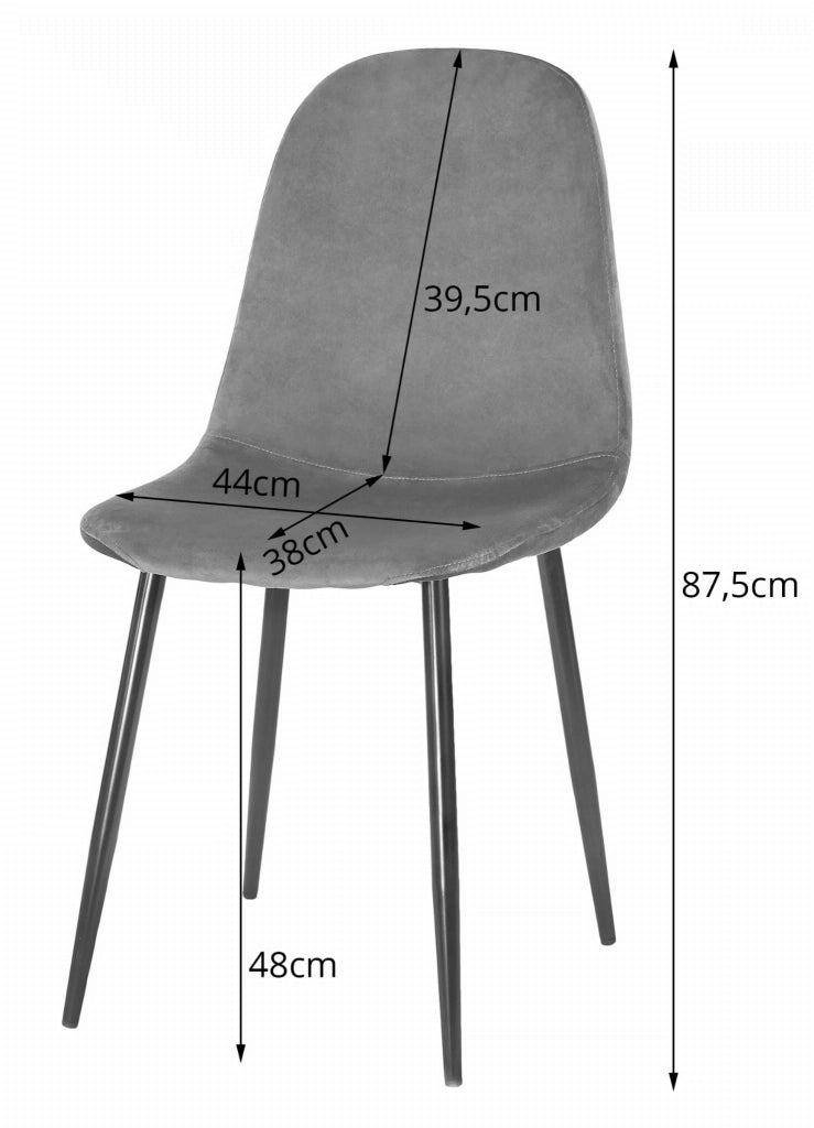 Sedia VALORA COMO - Sedie da pranzo ergonomiche in velluto nero x 4