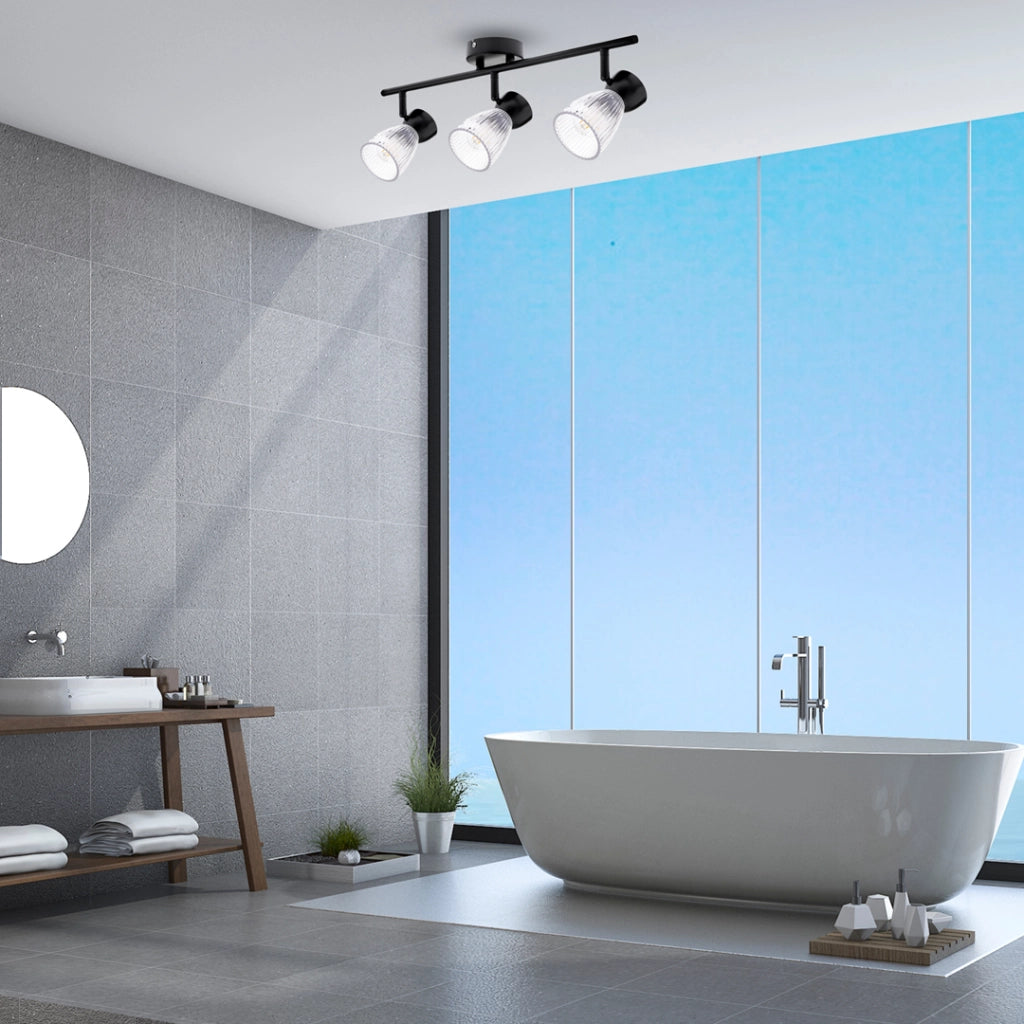 Plafoniera Milagro Best nera 3 luci vetro trasparente E14