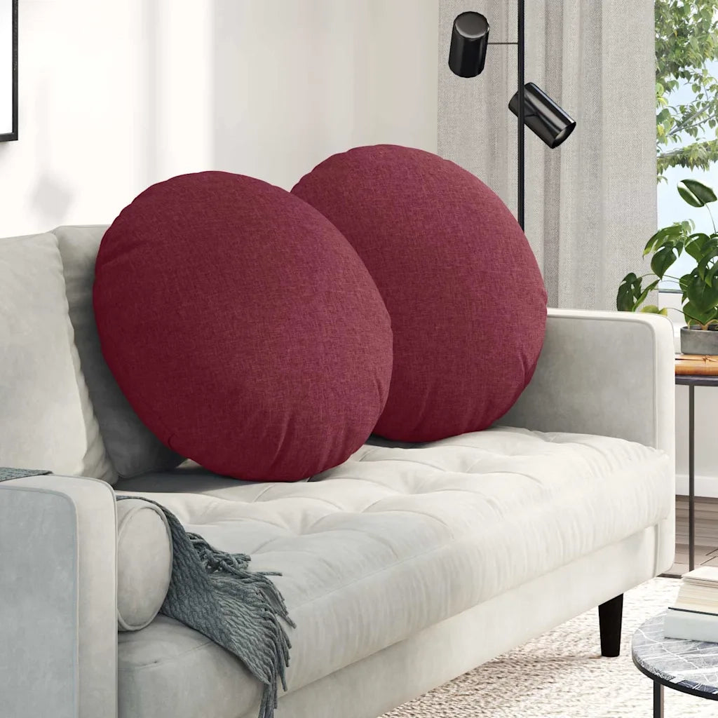 Cuscini per Seduta 2 pcs Rosso Vino Ø60 x 21 cm Tessuto 42014197