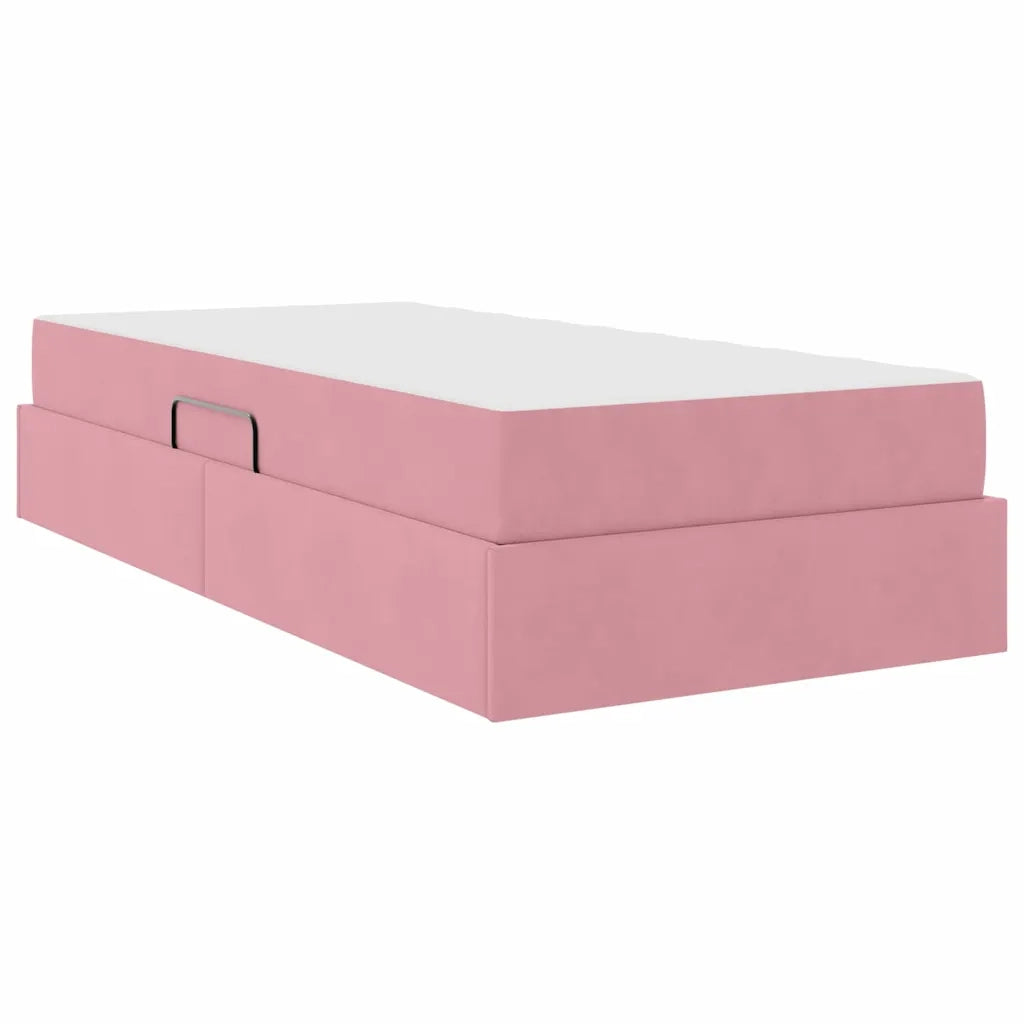 Letto con contenitore e materasso Rosa 90 x 200 cm Velluto 3399699