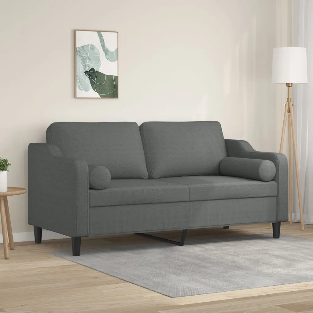 Divano a 2 Posti con Cuscini-Sofa 2 Posti con Cuscini Grigio Scuro 140 cm in Tessuto 804092