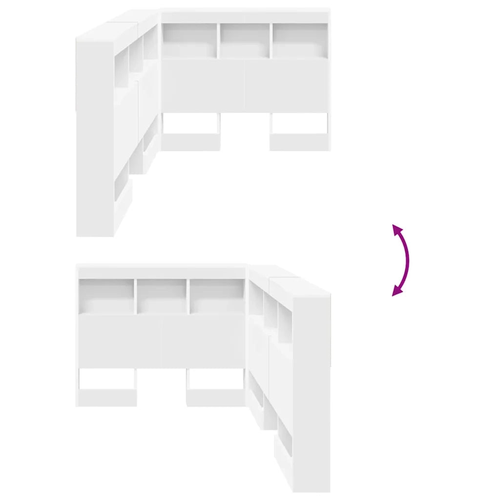 Testata contenitore con testiera Bianco 80 cm Legno multistrato 3335445
