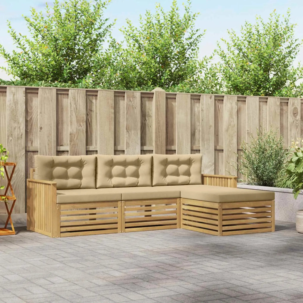 Set di divani da esterno 4 pcs Bianco e Beige 3390283