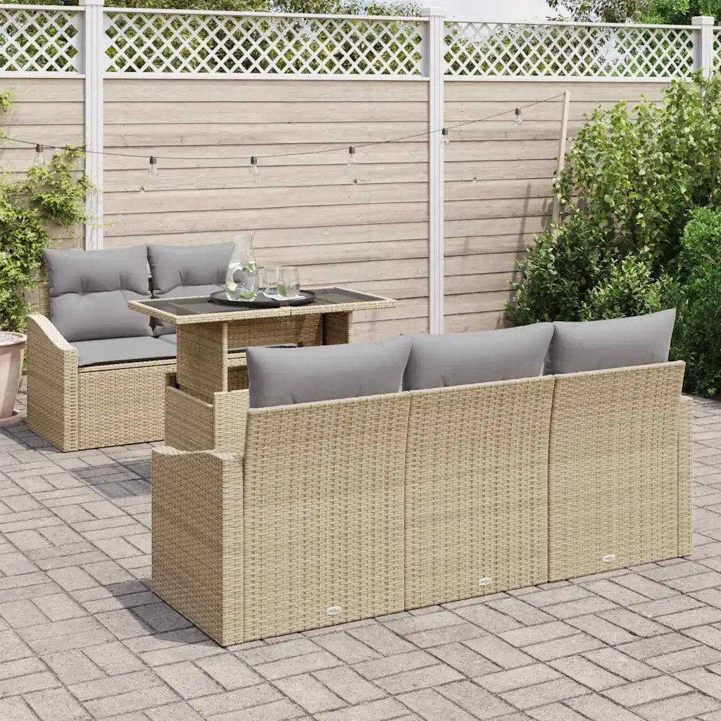 Set Divano da Giardino con cuscino 6 pcs Beige polyrattan 3357653