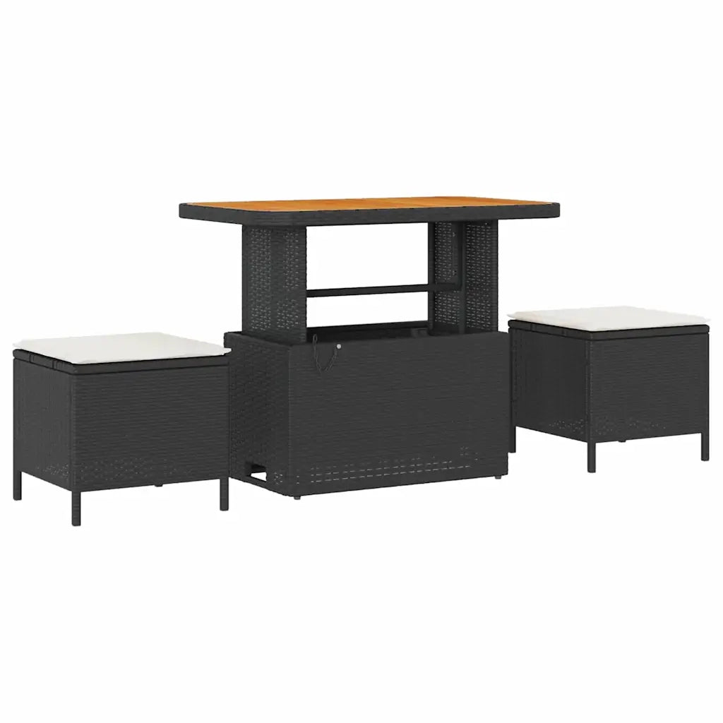Set Divano da Giardino con cuscino 11 pcs Nero polyrattan