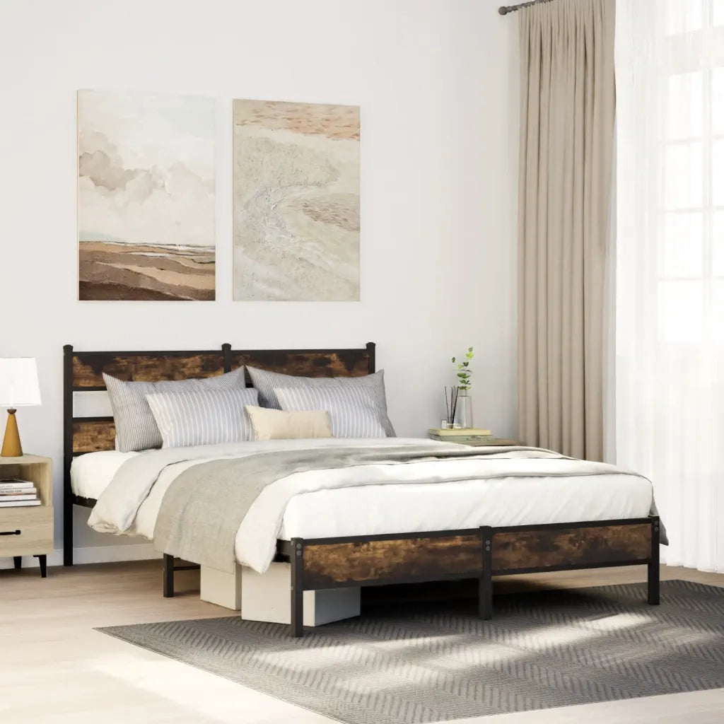 Letto matrimoniale | Letto per adulti | Giroletto senza Materasso con Testiera Rovere Sonoma 140x200 cm