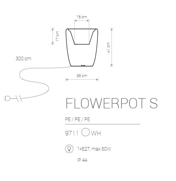 Nowodvorski Flowerpot S lampada da esterno bianca E27