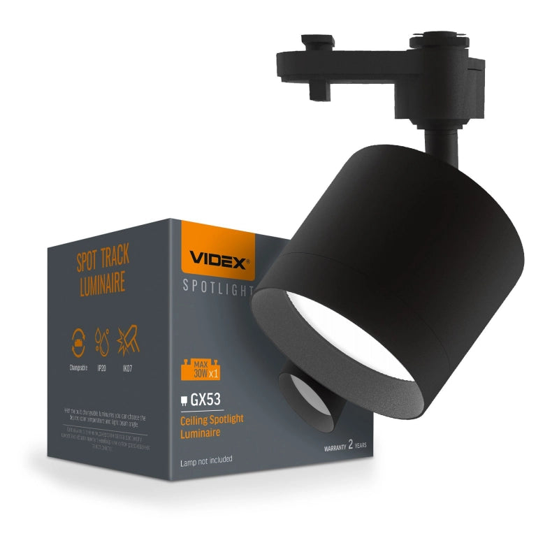 Faretto binario monofase nero orientabile GX53 Videx