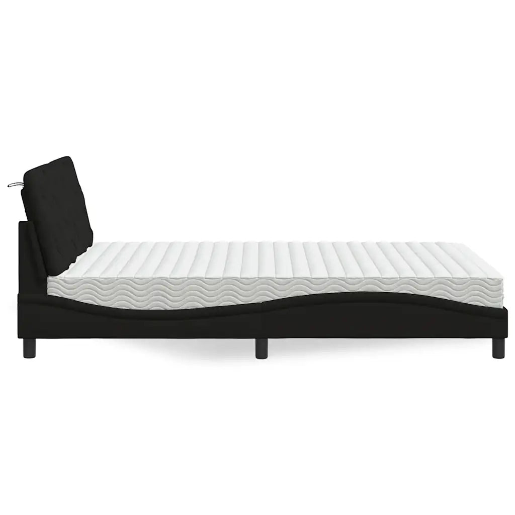 Letto con Materasso Nero 120x200 cm in Tessuto 3310729