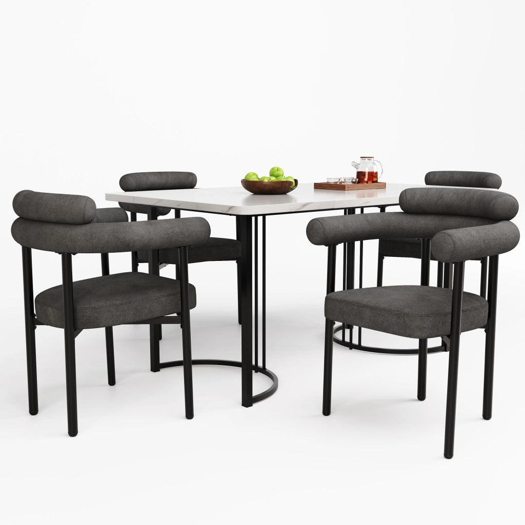 Set 4 Sedie da Pranzo in Velluto Grigio Scuro ¨C Xylo ¨C Seduta Imbottita, Stile Moderno