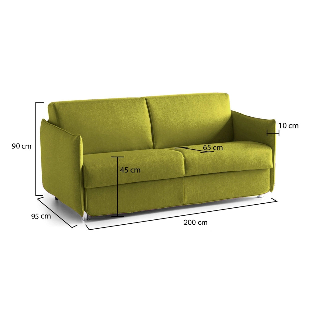 Severo, Divano Fisso 3 Posti Sfoderabile Made in Italy, 200x95 cm Verde