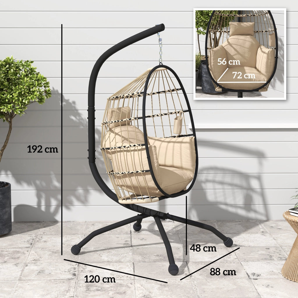 Sedia a dondolo sospesa per esterni con cuscini spessi ¨C Minimal ¨C Grigio