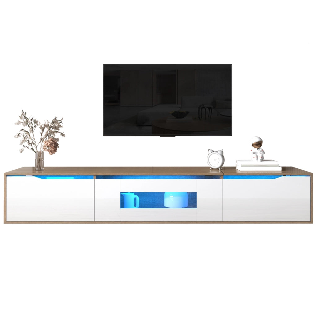 Cassettiera per TV bianca lucida in truciolare lunghezza 180 cm