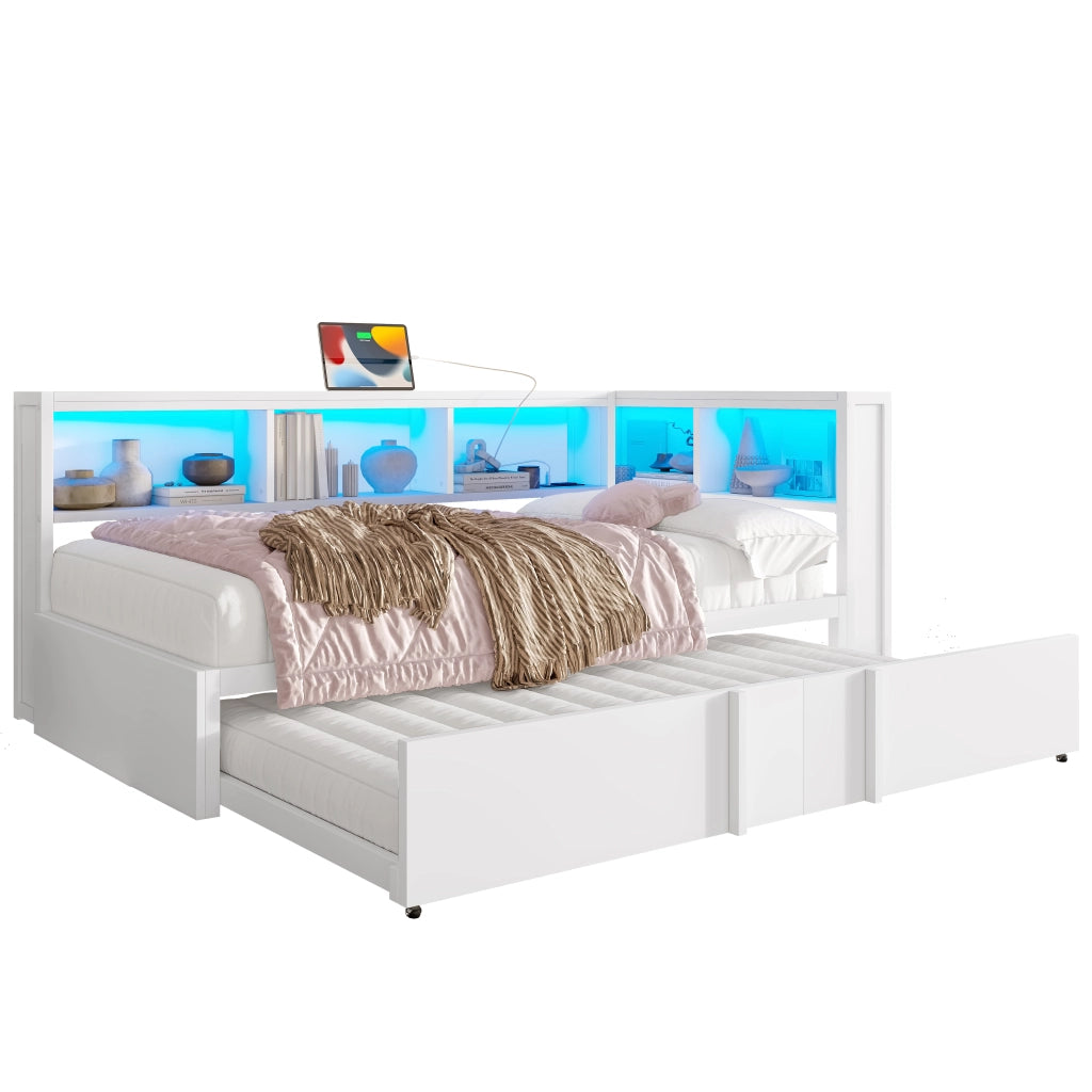 letto giorno metallo e mdf bianco 90 x 200 cm
