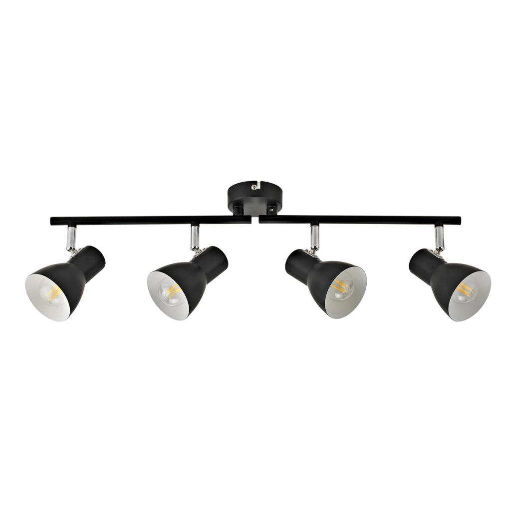 Faretto da soffitto moderno 4 luci nero orientabile E14 Italux