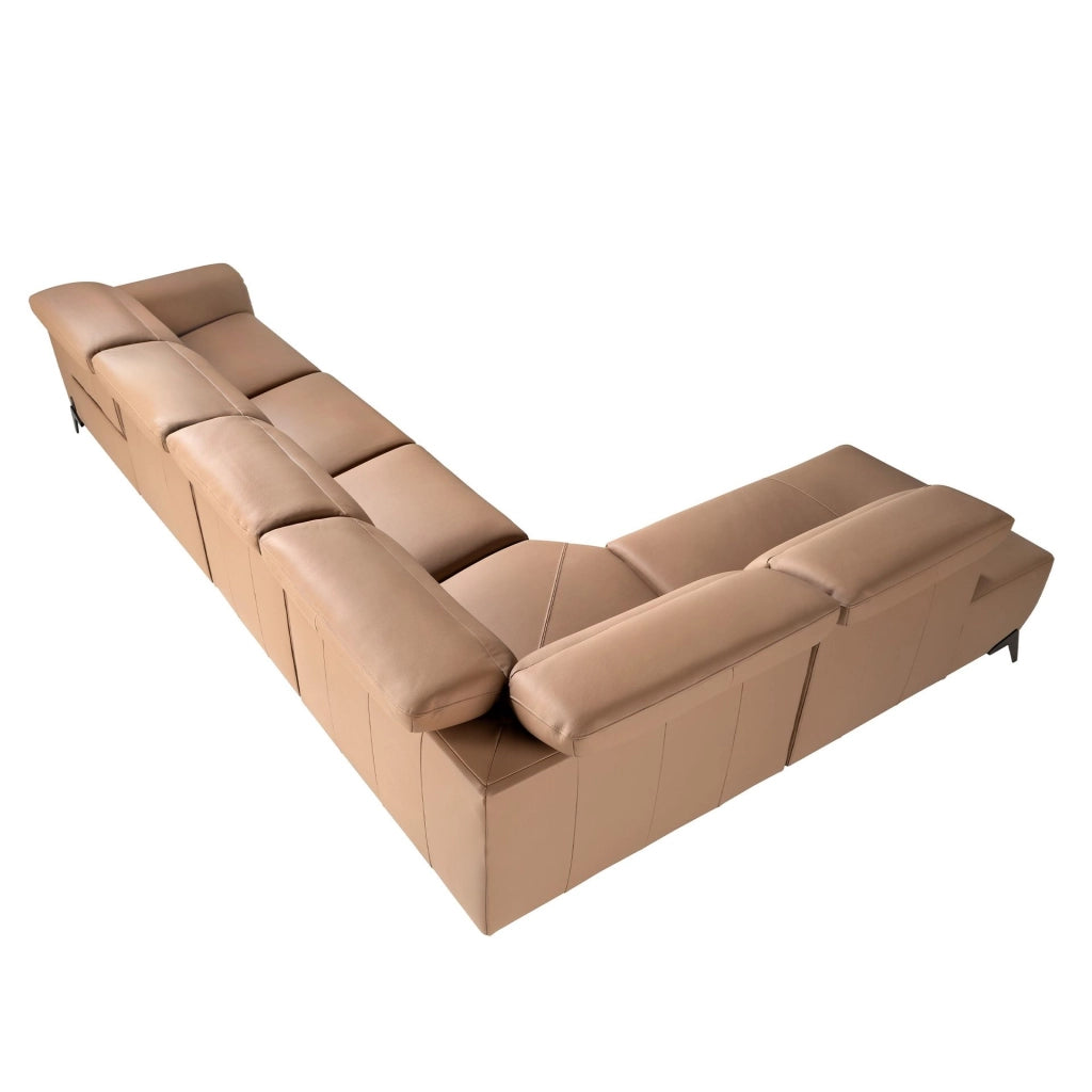 Divano chaise longue relax modulare sinistro in pelle marrone
