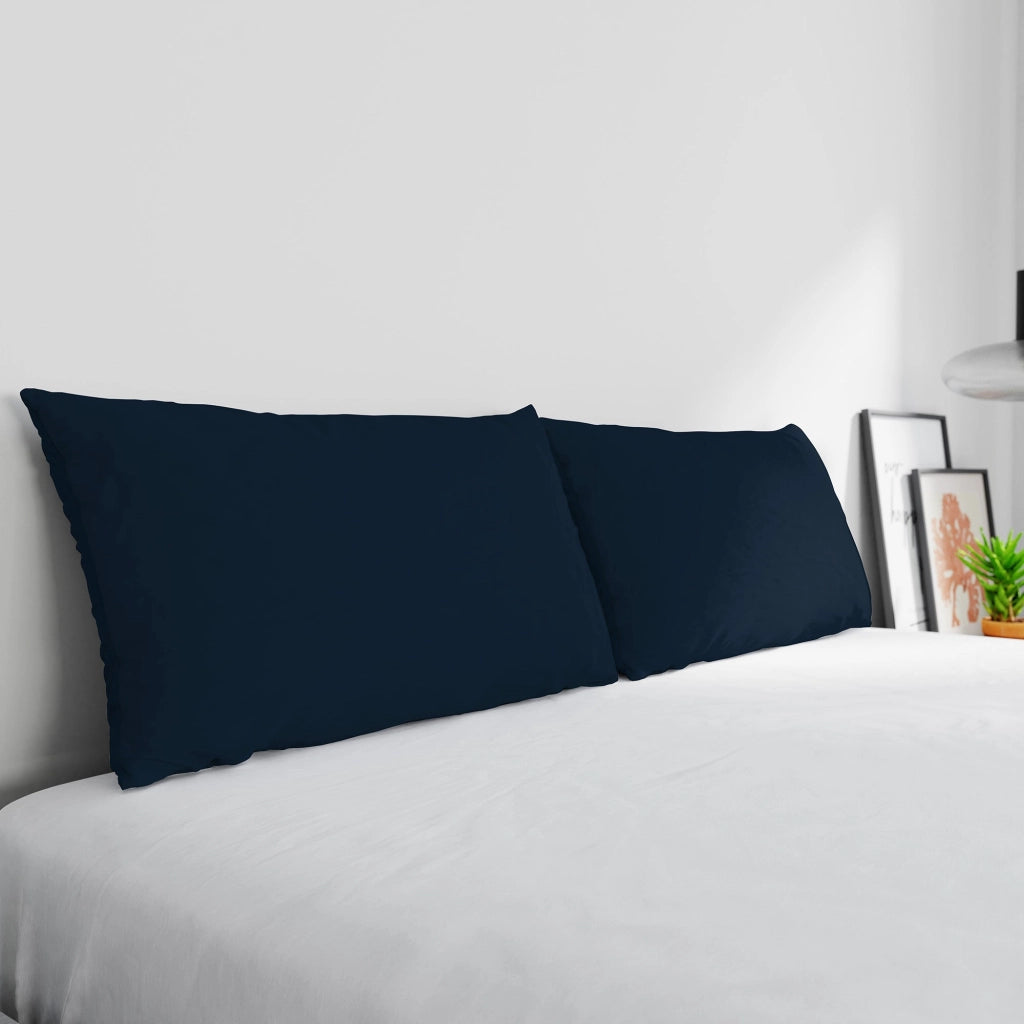 Coppia di Federe 52x82 cm in Cotone Tinta Unita Blu Scuro