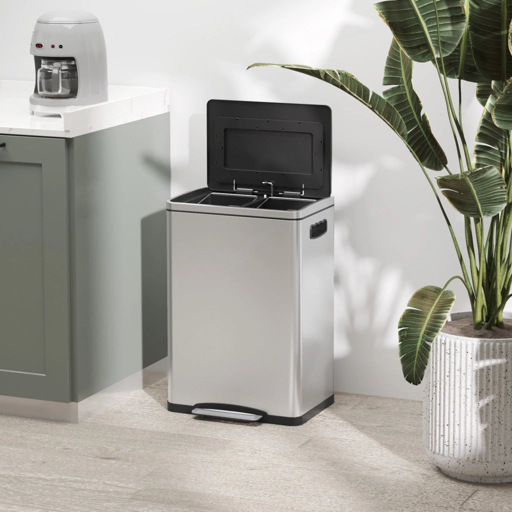 Bidoni per Rifiuti ¨C Minimal ¨C Acciaio Inox, 40 L, Argento