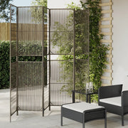 Divisorio per Ambienti | Divider per stanze | Paravento a 6 Pannelli Grigio in Polyrattan