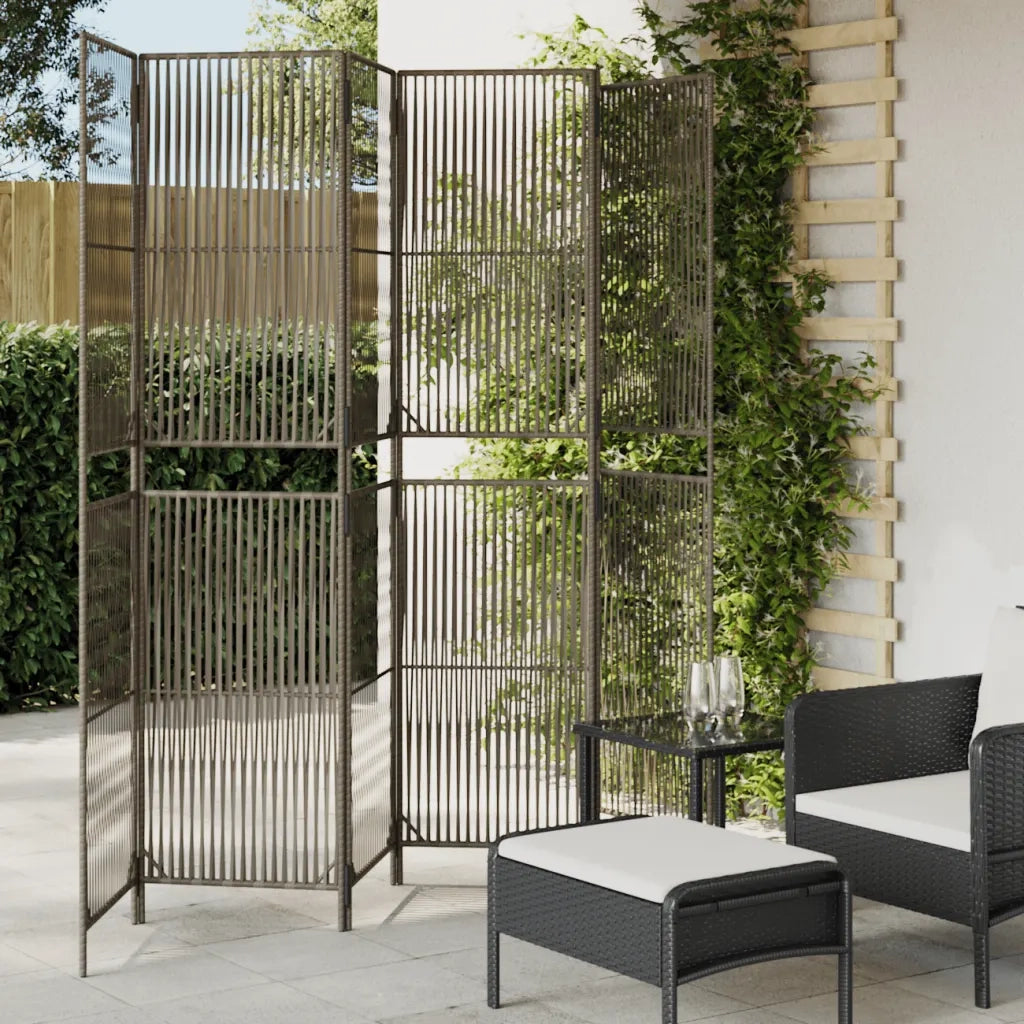 Divisorio per Ambienti | Divider per stanze | Paravento a 6 Pannelli Grigio in Polyrattan
