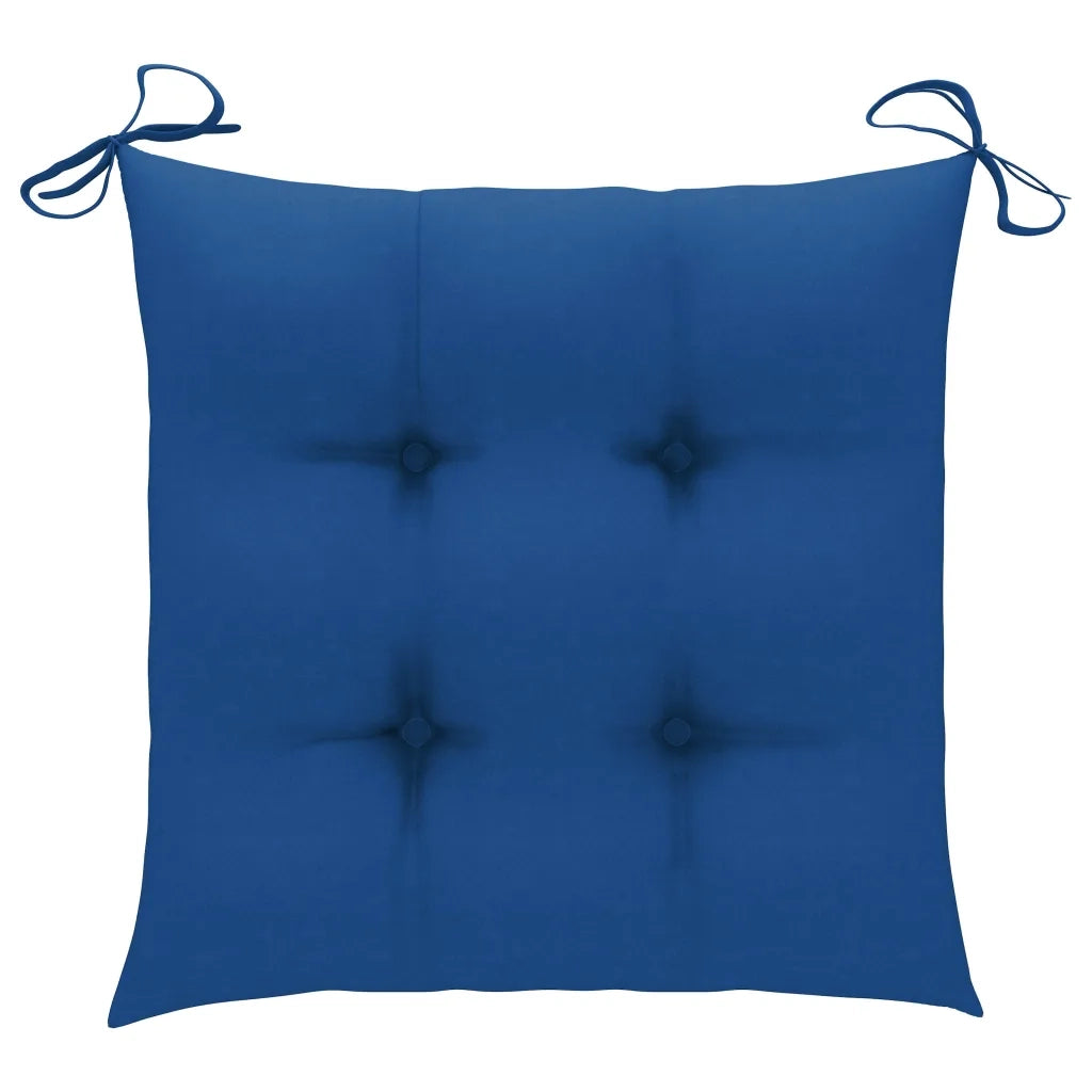 Sedia a Dondolo con Cuscino Blu in Massello di Teak 3062782