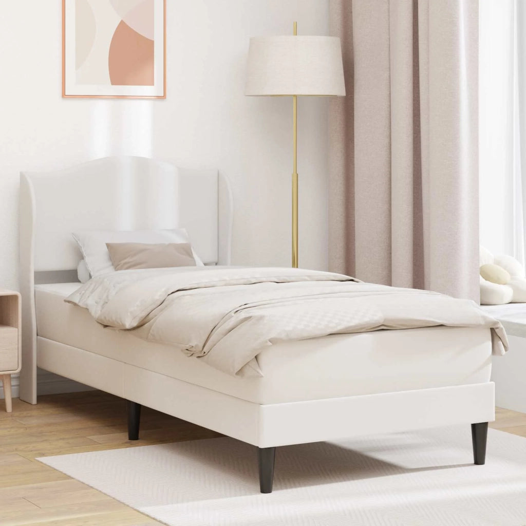 Letto singolo | Letto per adulti | Struttura del letto con testiera Bianco 100 x 200 cm Similpelle