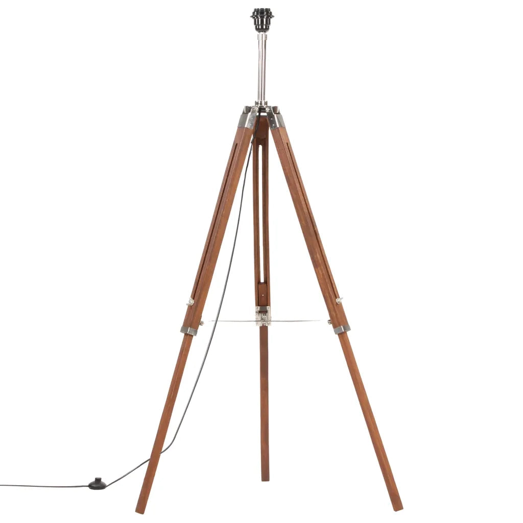 Lampada a Treppiede Marrone e Grigio in Legno di Teak 141 cm 288078