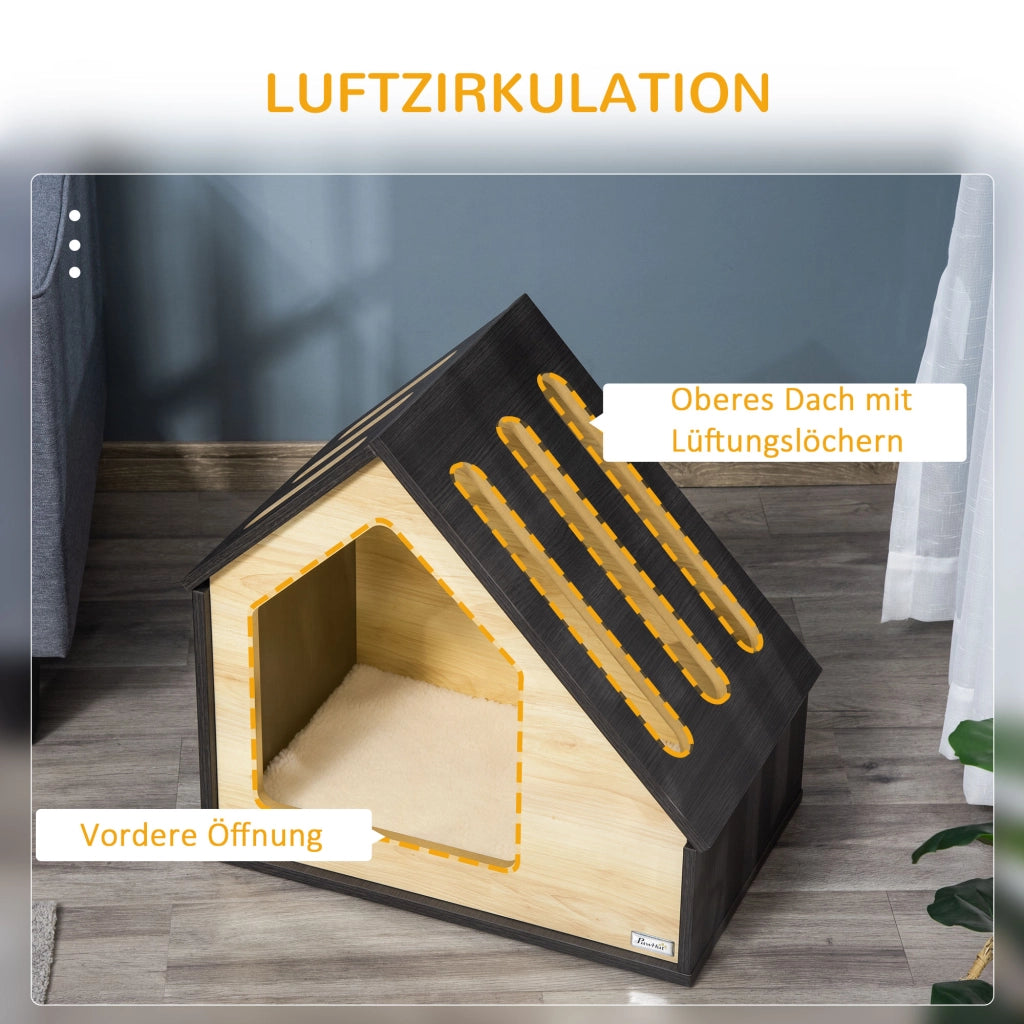 Casetta per Cani Interna con Cuscino ¨C Minimal ¨C Marrone 60x40x59