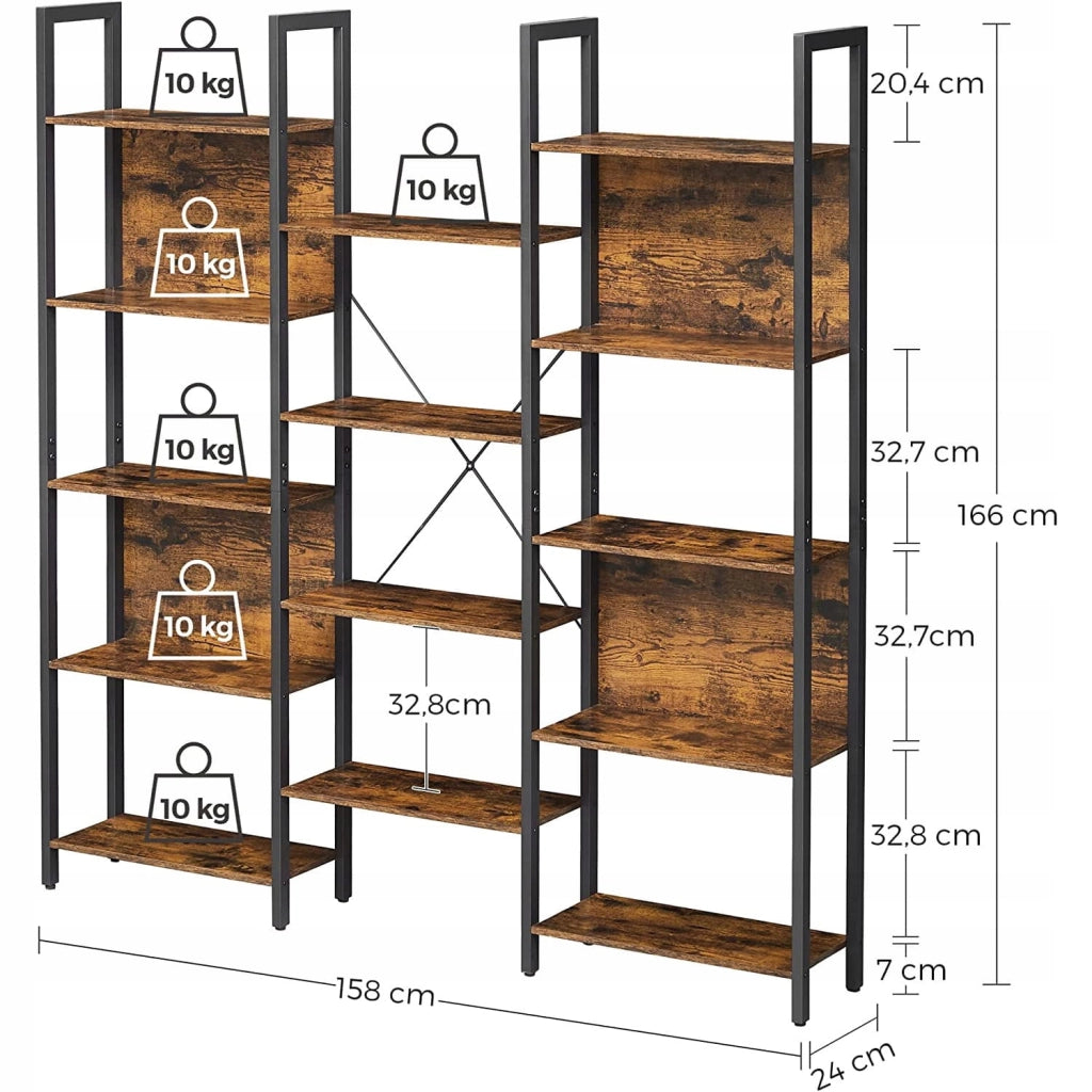 Libreria Valora SHELF CABINET in stile loft rustico marrone 14 ripiani