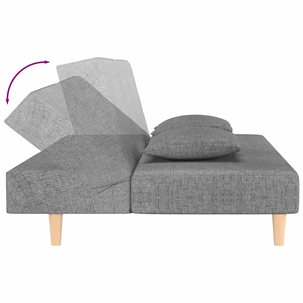 Divano letto | Sof¨¤ letto | Letto singolo a 2 Posti con 2 Cuscini Grigio Chiaro in Tessuto