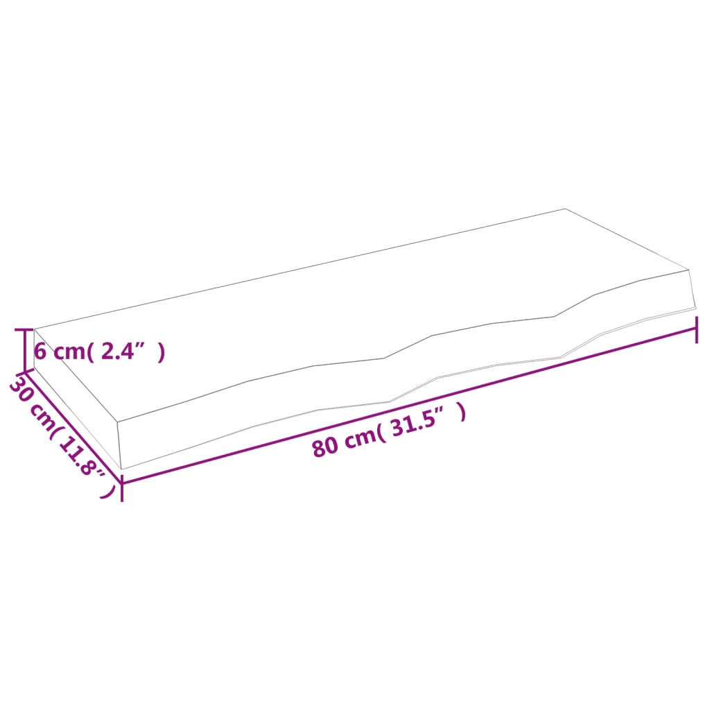 Piano Bagno Marrone 80x30x(2-6) cm Legno Massello Trattato CFW3658875