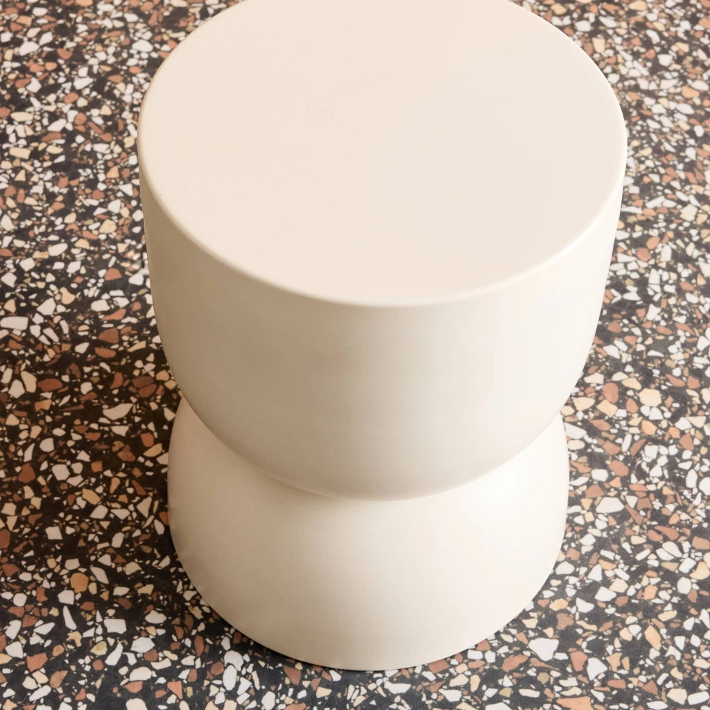 Tavolino, lato divano, comodino metallo, 42cm, crema