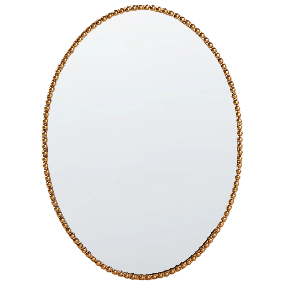 Specchio appeso a parete dorato 83 x 57 cm cornice ovale decorata perline decorative