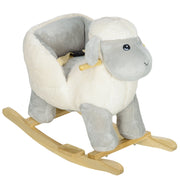 Cavallo a Dondolo per Bambini in Legno e Peluche Pecorella Grigio