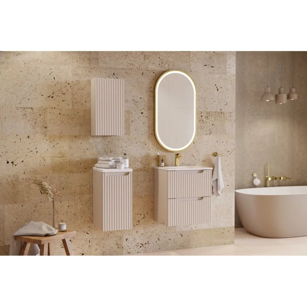 Specchio bagno LED dorato ovale 90x50 cm design