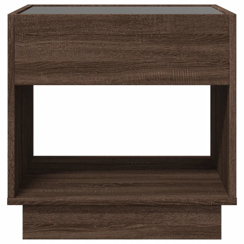 Comodino con LED Infinity Rovere Marrone 50x50x50 cm 3284090
