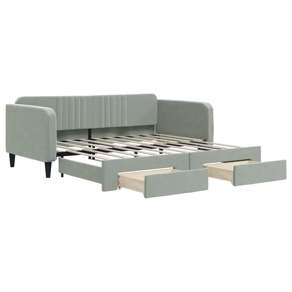 Divano letto | Sof¨¤ letto | Letto singolo Estraibile Cassetti Grigio Chiaro 100x190 Velluto