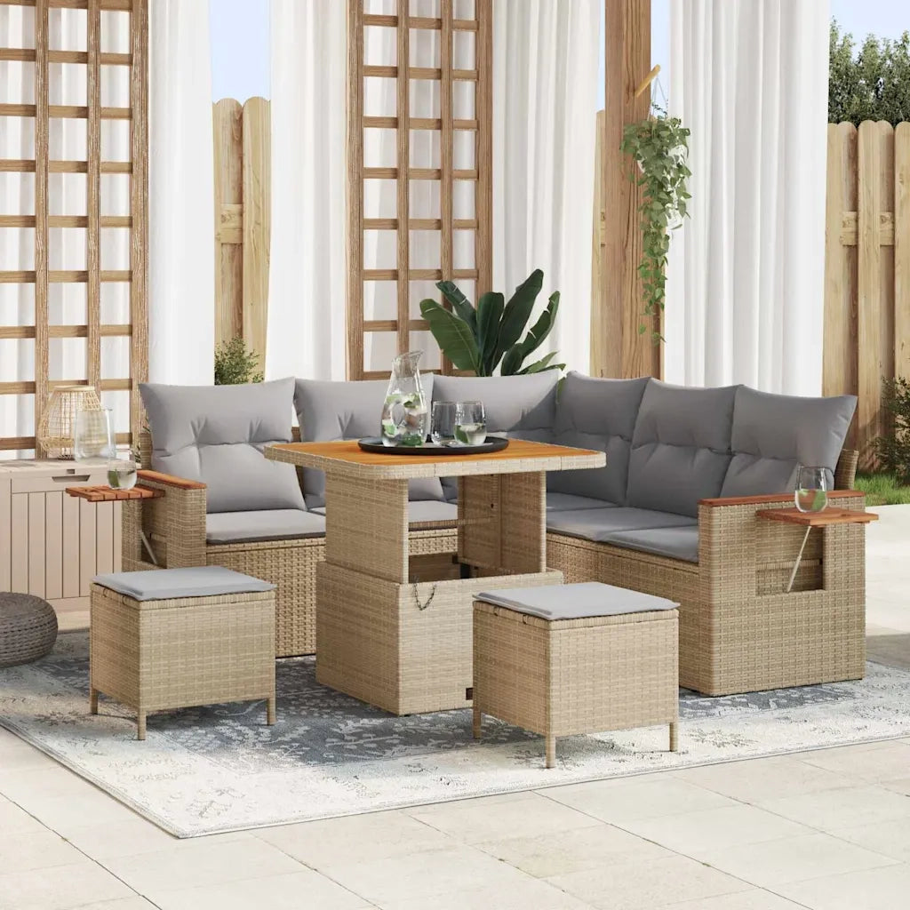 Set Divano da Giardino 9 pcs Beige e Grigio Chiaro polyrattan 3365122