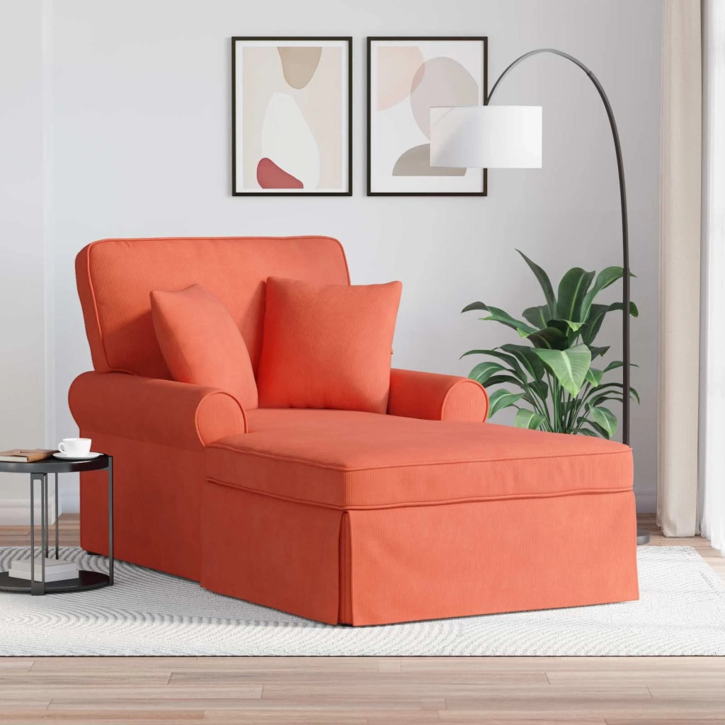 Chaise Longe con Gonna 3 pcs Rosso Arancio Tessuto in Cords 42022953