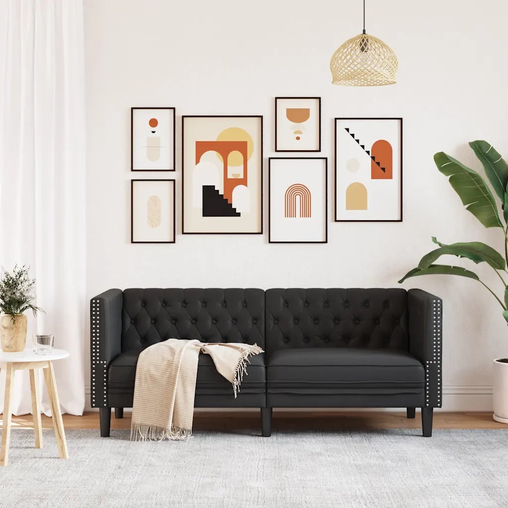 Divano | Divano da soggiorno | Sofa Chesterfield Nero in Similpelle